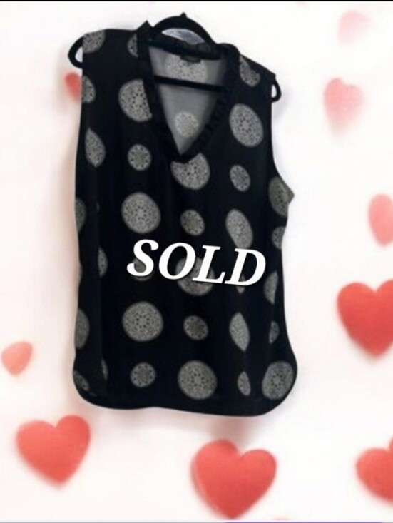 Ann Taylor Factory Tops - Ann Taylor Factory Black and Gray Circle Pattern Blouse